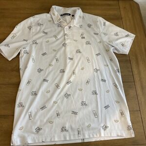 Travis Mathew Polo Shirt Men's Large White Truly Hard Seltzer Short Sleeve Golf